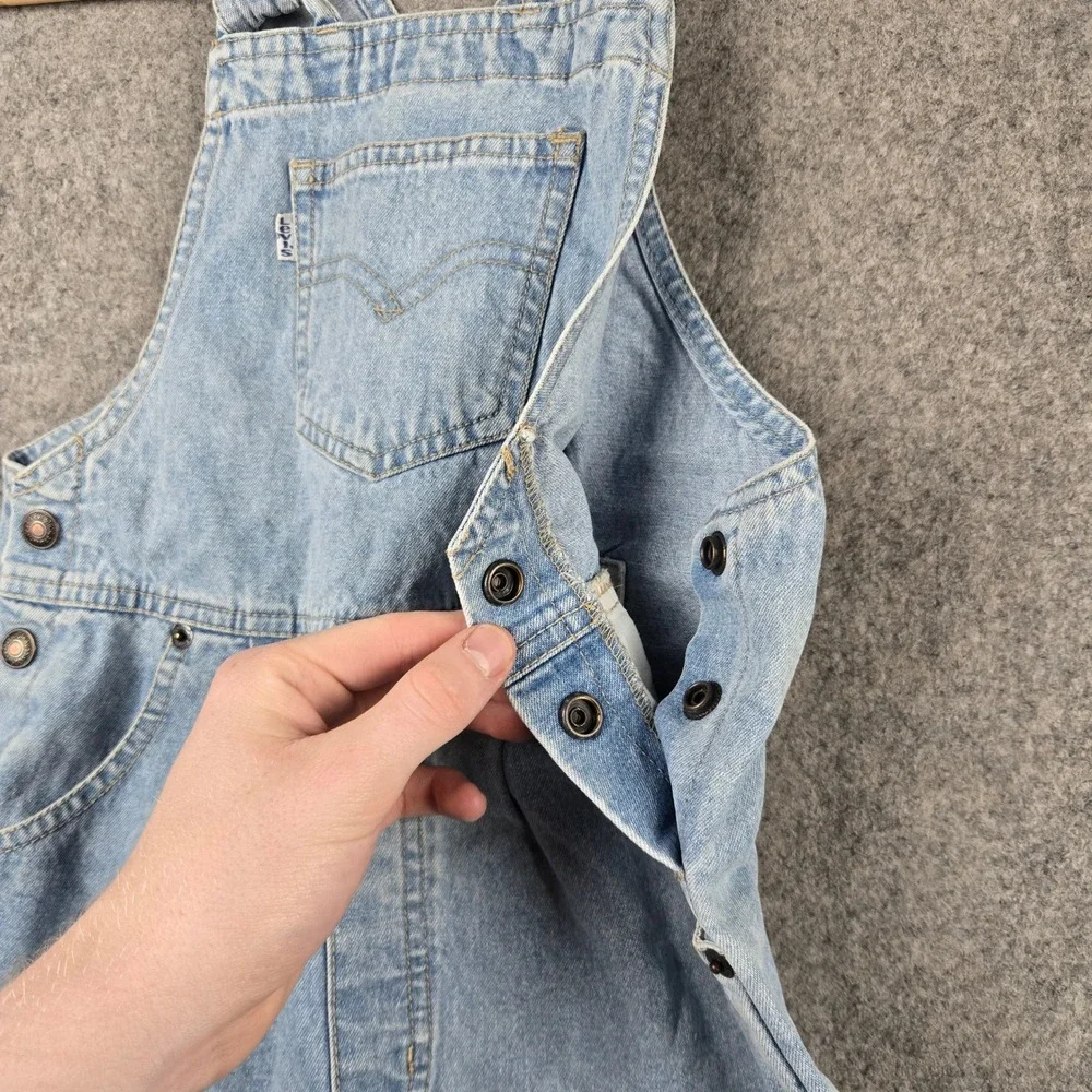 Vintage Levi's Denim Shortalls Girls 6X Light Wash Cotton Classic Bib Overalls